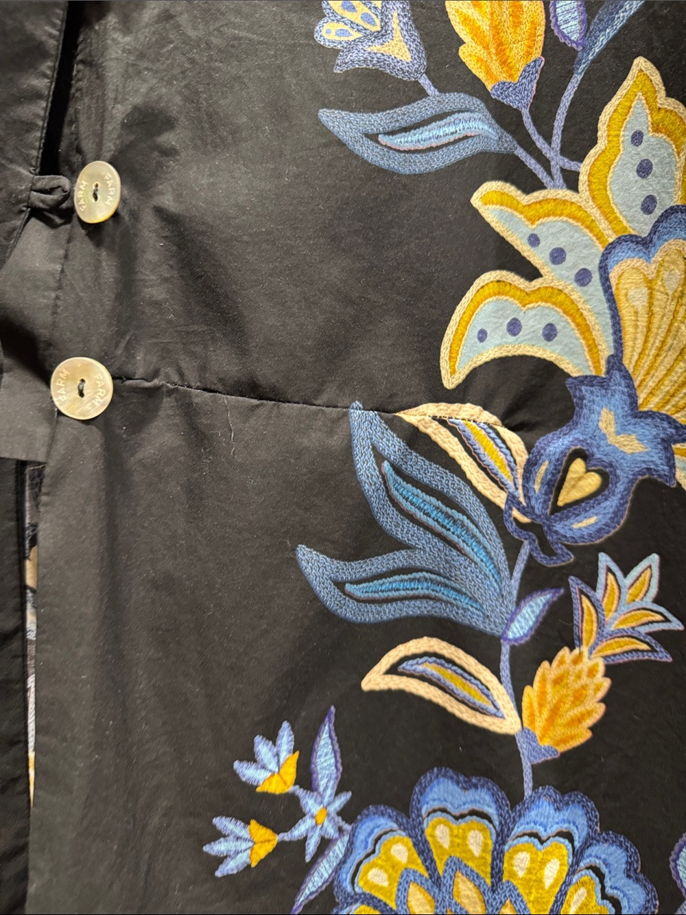 FARM Rio Black Stitched Garden Organic Cotton Midi Dress Size L - Picture 12 of 14